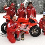 Ferrari bubbles are used to baptize the new Ducati at Wrooom