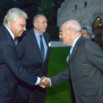 Felipe Gonzales dines at Villa Margon, Ferrari Winery's welcome center, for the International Alcide De Gasperi Prize  