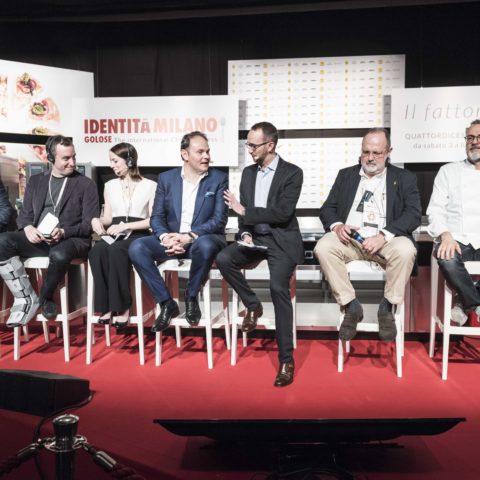 Will Guidara, Josep Roca, Massimo Bottura, Matteo Lunelli, Laura Price at the Art of Hospitality panel