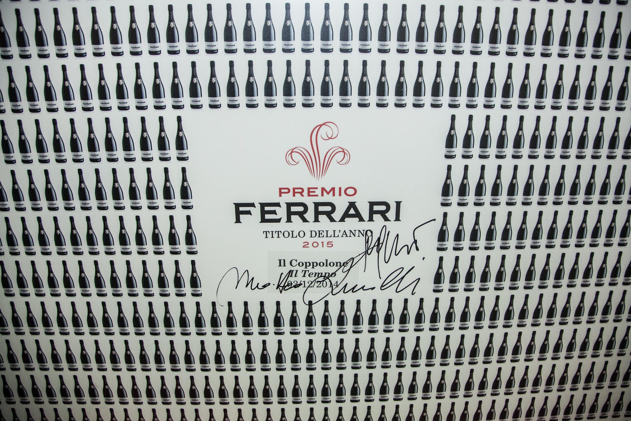 Consegnate a Gian Marco Chiocci, direttore del Tempo, le 1.000 bottiglie di Ferrari Trentodoc per il Titolo dell'Anno 2014