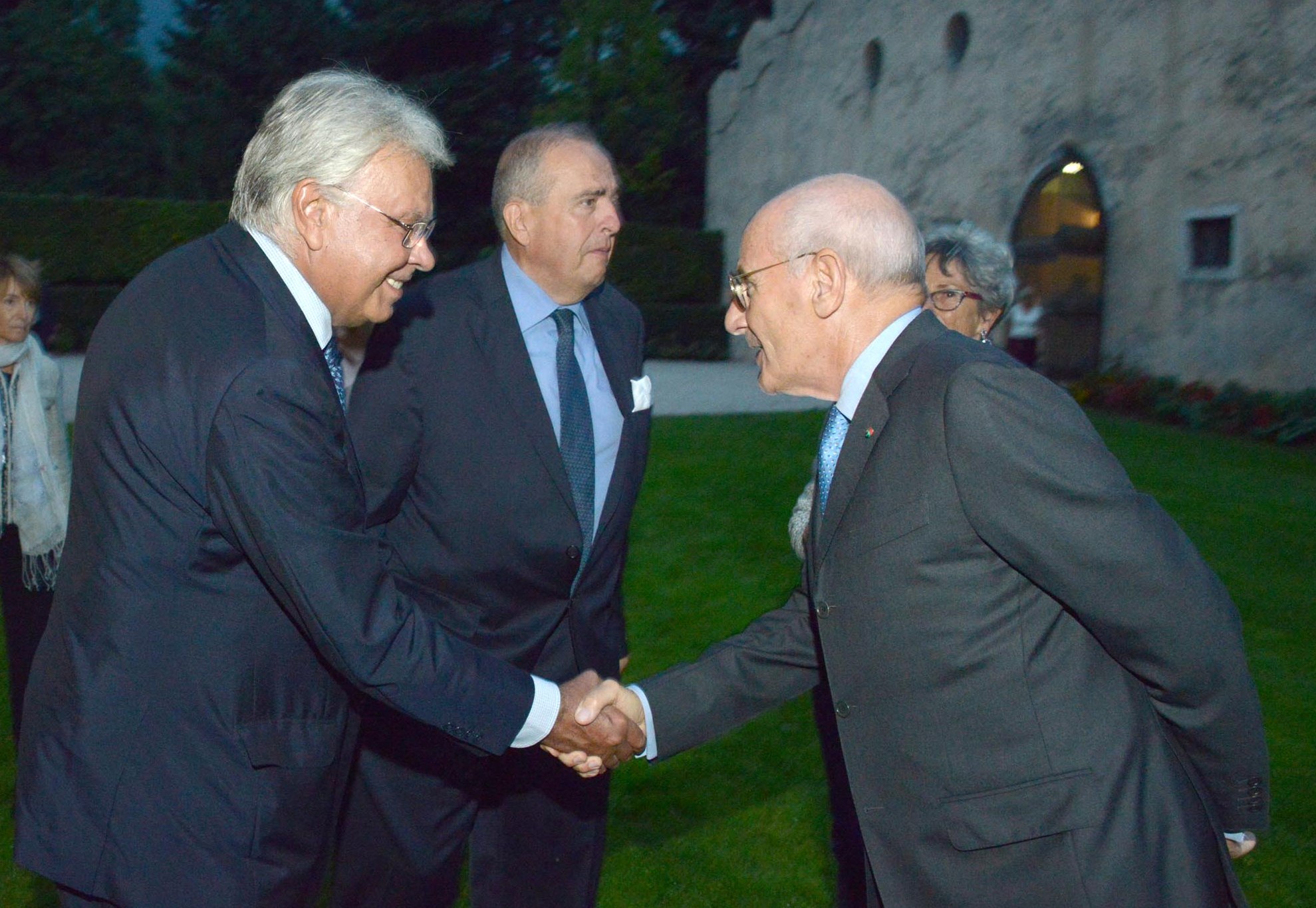 Felipe Gonzales dines at Villa Margon, Ferrari Winery's welcome center, for the International Alcide De Gasperi Prize  