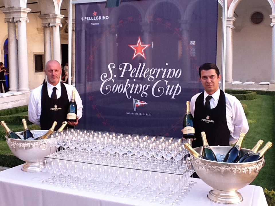 Toasting with Ferrari and drinking  the great Lunelli red wines at the S.Pellegrino Cooking Cup in Venice